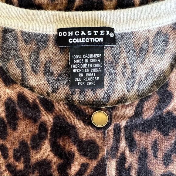 Don Caster 100% Cashmere Leopard Cardigan Sweater S - Picture 3 of 7